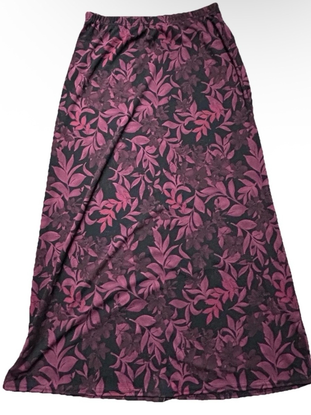 Women’s Kathie Lee Collection Black Purple Floral Long Skirt Size 12
